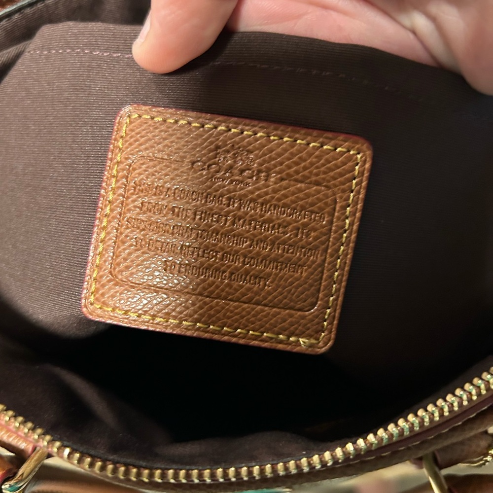 Coach❤️Signature Morgan in Khaki & Saddle Color Canvas & Leather Satchel - Picture 12 of 13